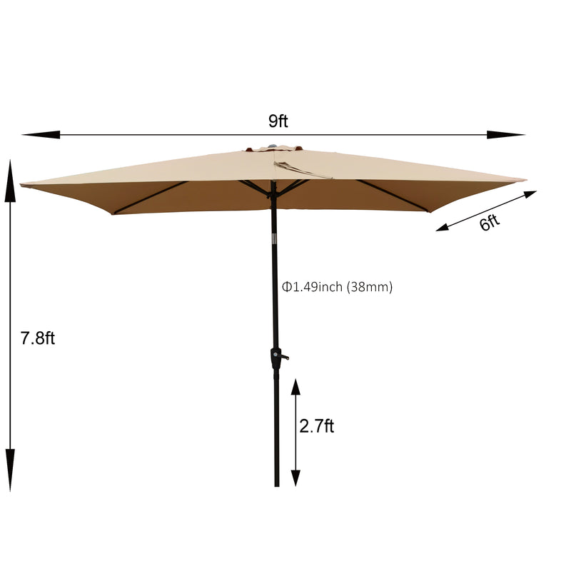 Supfirm 6 x 9ft  Patio Umbrella Outdoor  Waterproof Umbrella with Crank and Push Button Tilt without flap for Garden Backyard Pool  Swimming Pool Market