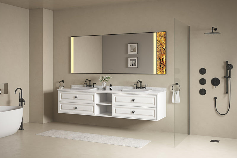 96*23*21in Wall Hung Doulble Sink Bath Vanity Cabinet Only in Bathroom Vanities without Tops - Supfirm