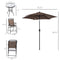 Supfirm 4 Piece Outdoor Patio Dining Furniture Set, 2 Folding Chairs, Adjustable Angle Umbrella, Wave Textured Tempered Glass Dinner Table, Brown