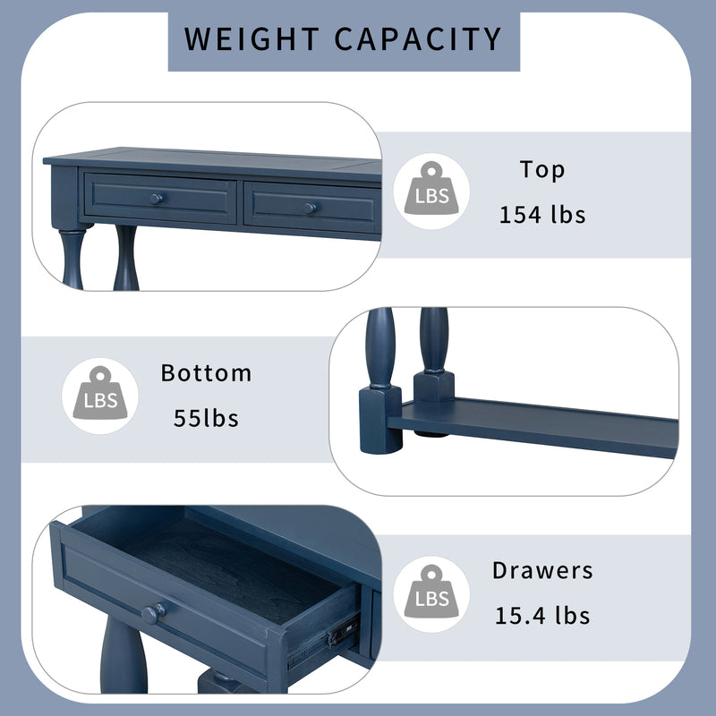 Supfirm TREXM Console Table 63" Long Console Table with Drawers and Shelf for Entryway, Hallway, Living Room (Navy, OLD SKU: WF299371AAM)