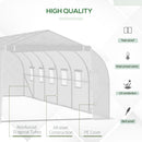 Supfirm 26' x 10' x 7' Walk-In Greenhouse Tunnel, Large Gardening Plant Hot House with 12 Windows and Zipper Doors for Backyard, White