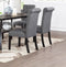 Classic Dining Room Furniture Natural Wooden Rectangle Top Dining Table 6x Side Chairs Charcoal Fabric Tufted Toll Back Top Back Chair Nail heads Trim and Storage Shelve 7pc Dining Set - Supfirm