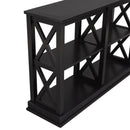 Supfirm TREXM Console Table with 3-Tier Open Storage Spaces and "X" Legs, Narrow Sofa Entry Table for Living Room, Entryway and Hallway (Black)