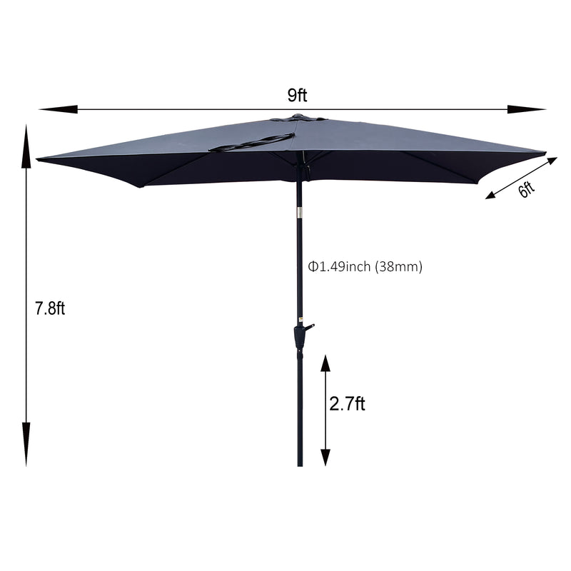 Supfirm 6 x 9ft  Patio Umbrella Outdoor  Waterproof Umbrella with Crank and Push Button Tilt without flap for Garden Backyard Pool  Swimming Pool Market