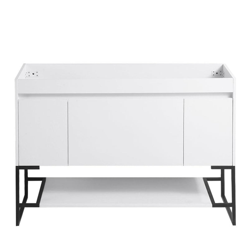 48" Bathroom Vanity with Sink,Bathroom Vanity Cabinet with Two Soft Close Cabinet Doors & soft-close Drawers,Bathroom Storage Cabinet with a Lower Open Shelf,with Metal Legs,White Ceramic Sink,White - Supfirm