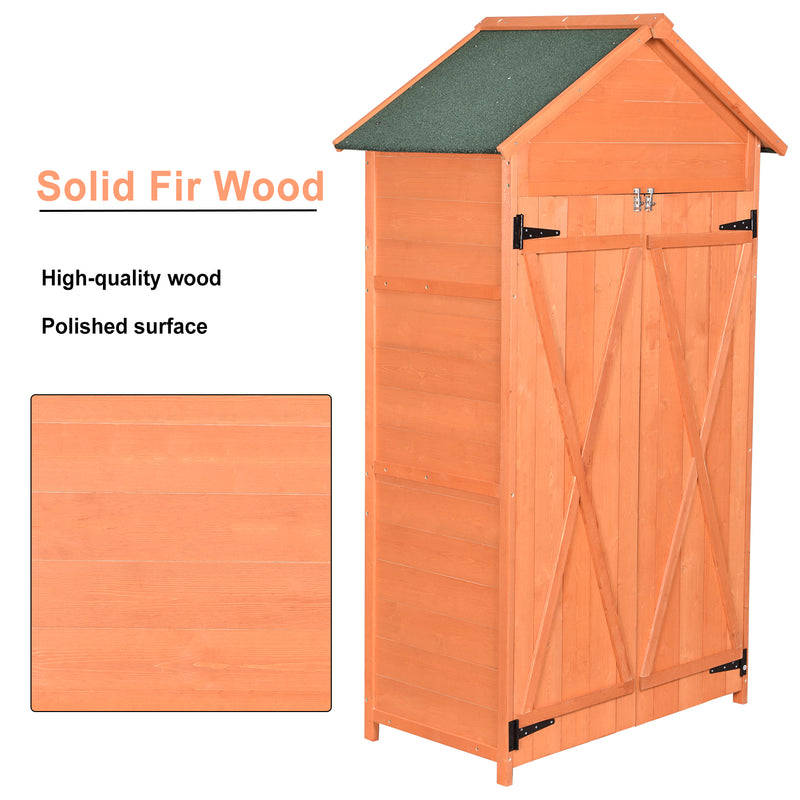 Supfirm Outdoor Storage Shed Wood Tool Shed Waterproof Garden Storage Cabinet with Lockable Doors for Patio Furniture, Backyard, Lawn, Meadow, Farmland