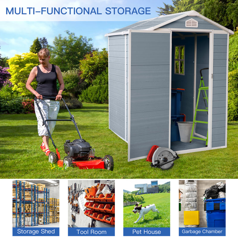 Supfirm 6x4ft Resin Outdoor Storage Shed Kit-Perfect to Store Patio Furniture,Grey