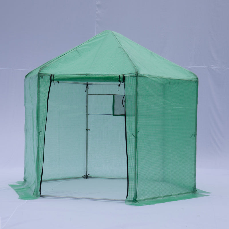 Supfirm Walk-in Greenhouse Hexagonal Upgrade Reinforced Frame Heavy Duty Plastic Greenhouse Reinforced Thickened Waterproof Insulation(9.2*8.1 ft)