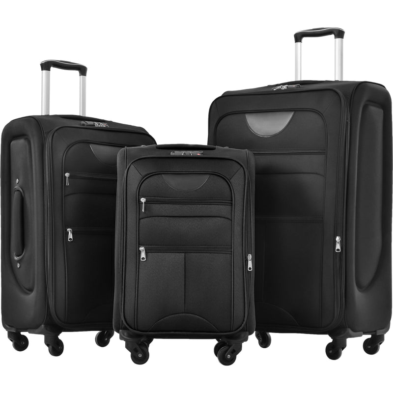 Supfirm Softside Luggage Expandable 3 Piece Set Suitcase Upright Spinner Softshell Lightweight Luggage Travel Set