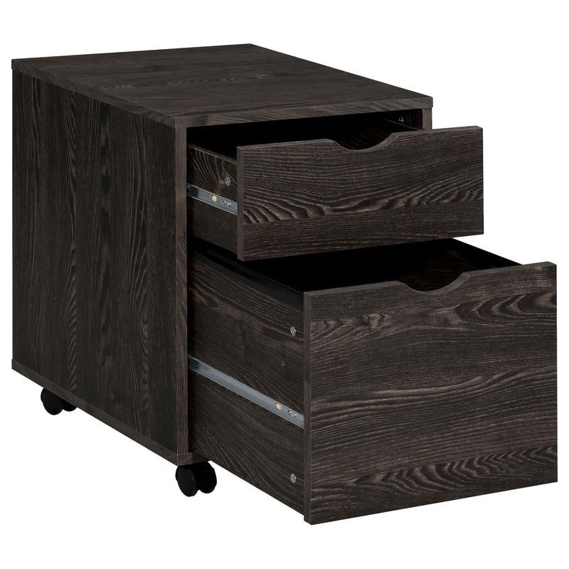 Supfirm Dark Oak 2-Drawer File Cabinet with Casters