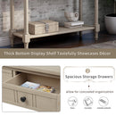 Supfirm TREXM Daisy Series Console Table Traditional Design with Two Drawers and Bottom Shelf (Retro Grey)