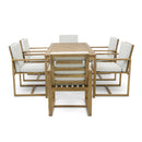 Supfirm Patio Dining Set Outdoor Dining Table and Chair Set with  and Removable Cushions for Patio, Backyard, Garden, Light Teak