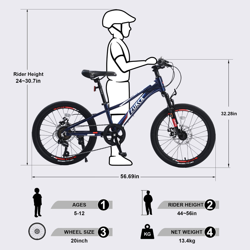 Supfirm Mountain Bike for Girls and Boys  Mountain 20 inch  7-Speed bike