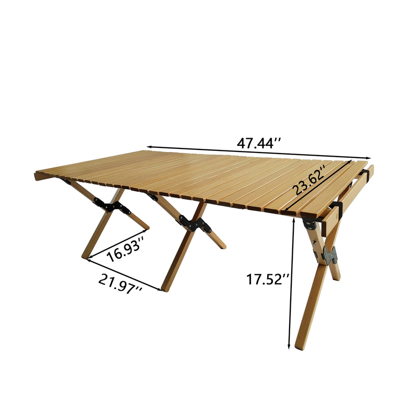 Supfirm Multi-Function Wooden Foldable Portable Patio Dining Table, NaturalIndoor and outdoor universal ,Natural