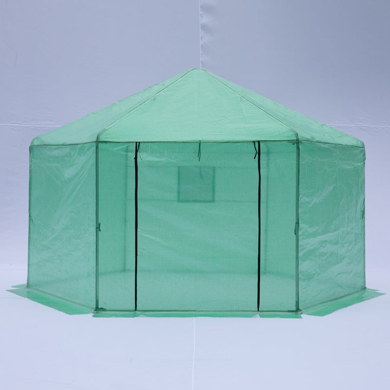 Supfirm Walk-in Greenhouse Hexagonal Upgrade Reinforced Frame Heavy Duty Plastic Greenhouse Reinforced Thickened Waterproof Insulation(13.1*8.6 ft)