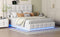 Tufted Upholstered Platform Bed with Hydraulic Storage System,Queen Size PU Storage Bed with LED Lights and USB charger, White - Supfirm