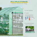 Supfirm 8' x 6' x 7' Walk-in Greenhouse with Mesh Door and Windows, 18 Shelf Hot House with Trellis, Plant Labels, UV protective for Growing Flowers, Herbs, Vegetables, Saplings, Green