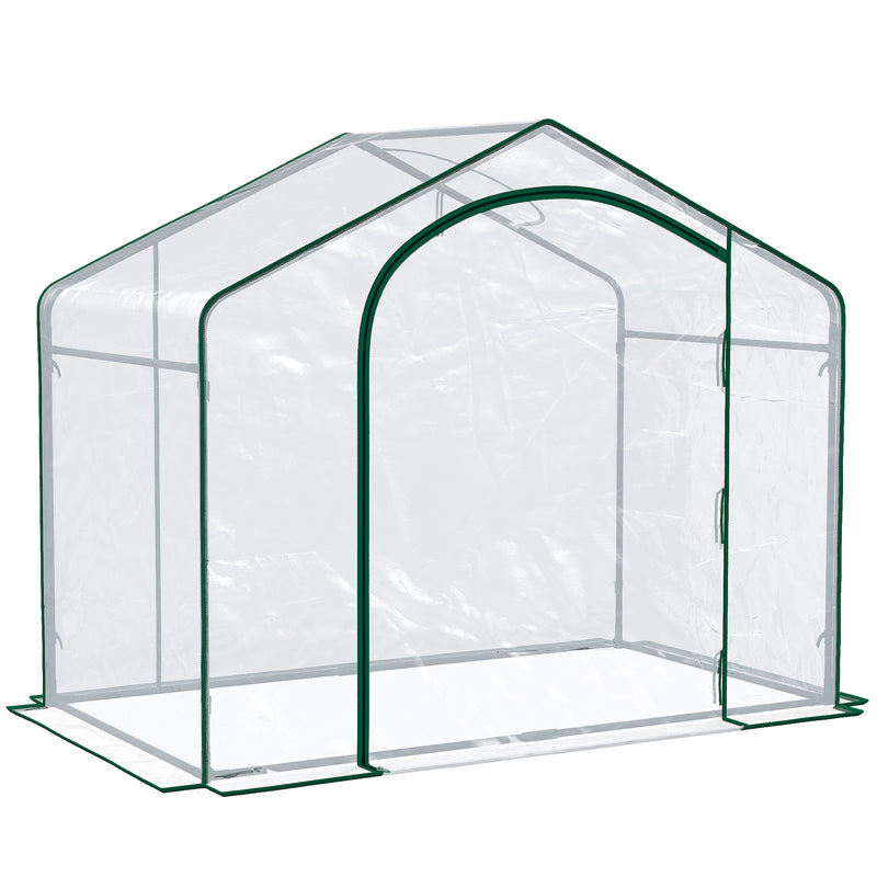 Supfirm 6' x 3' x 5' Portable Walk-in Greenhouse, PVC Cover, Steel Frame Garden Hot House, Zipper Door, Top Vent for Flowers, Vegetables, Saplings, Clear