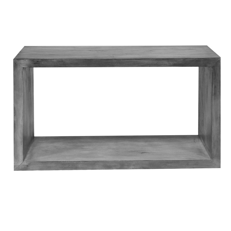 Supfirm 52" Cube Shape Wooden Console Table with Open Bottom Shelf, Charcoal Gray