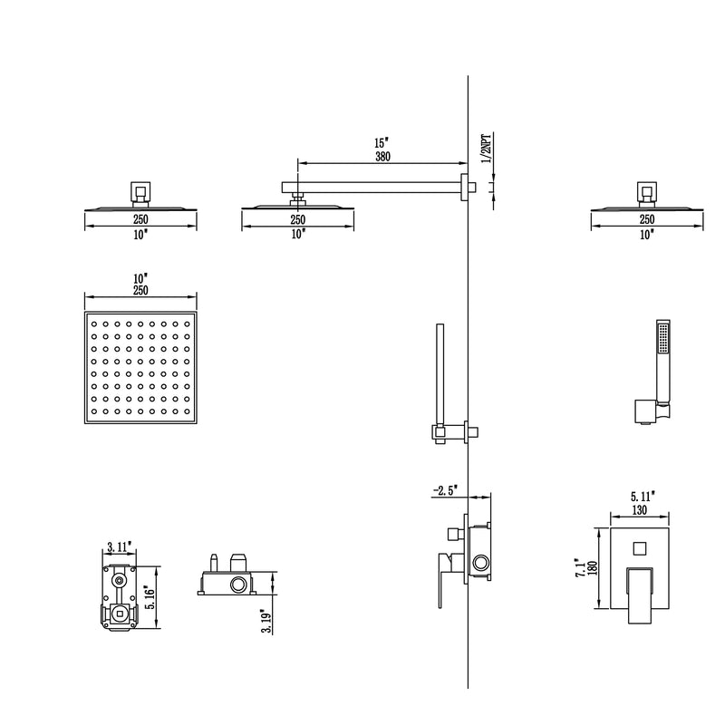 Supfirm Complete Shower System with Rough-in Valve