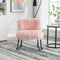 Supfirm 25.2'' Wide Faux Fur Plush Nursery Rocking Chair, Baby Nursing Chair with Metal Rocker, Fluffy Upholstered Glider Chair, Comfy Mid Century Modern Chair for Living Room, Bedroom (Pink)