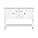 Supfirm TREXM Cambridge Series  Ample Storage Vintage Console Table with Four Small Drawers and Bottom Shelf for Living Rooms, Entrances and Kitchens (White, OLD SKU: WF190263AAA)