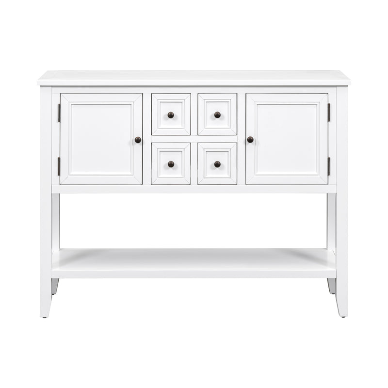 Supfirm TREXM Cambridge Series  Ample Storage Vintage Console Table with Four Small Drawers and Bottom Shelf for Living Rooms, Entrances and Kitchens (White, OLD SKU: WF190263AAA)