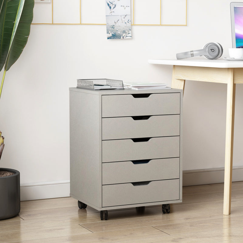 Supfirm The filing cabinet has five drawers, a small rolling filing cabinet, a printer rack, an office locker, and an office pulley movable filing cabinet  white Gray