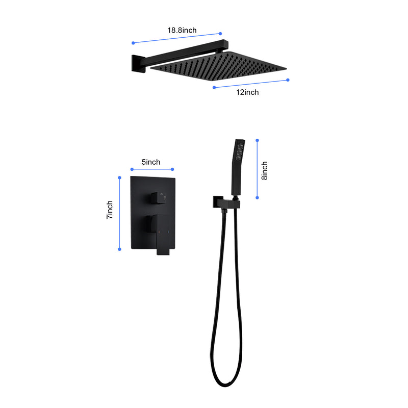 Supfirm 12" Rain Shower Head Systems Wall Mounted Shower