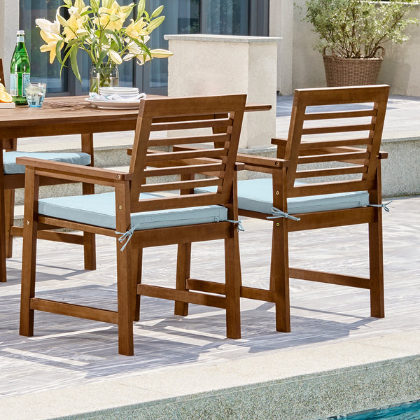 Supfirm Set of 2 Orsola Brown Slatted Patio Wood Dining Armchair  (no cushions included)