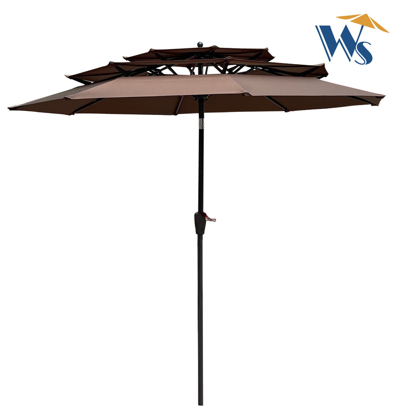 Supfirm 9Ft 3-Tiers Outdoor Patio  Umbrella with Crank and tilt and Wind Vents for Garden Deck  Backyard Pool Shade Outside Deck Swimming Pool