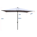 Supfirm 10 x 6.5t Rectangular Patio Solar LED Lighted Outdoor Umbrellas with Crank and Push Button Tilt for Garden Backyard Pool Swimming Pool