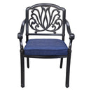 Supfirm Patio Outdoor Aluminum Dining Armchair With Cushion, Set of 2, Navy Blue