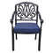 Supfirm Patio Outdoor Aluminum Dining Armchair With Cushion, Set of 2, Navy Blue