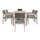 Supfirm Outdoor Dining Set Patio Dining table and Chairs with Rattan Backrest  and Removable Cushions for Patio and Backyard, White Washed