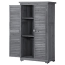 Supfirm TOPMAX Wooden Garden Shed 3-tier Patio Storage Cabinet Outdoor Organizer Wooden Lockers with Fir Wood (Gray Wood Color -Shutter Design)