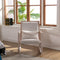 Supfirm Solid wood linen fabric antique white wash painting rocking chair with  removable lumbar pillow