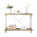 Supfirm 43.31'' Golden Glass Sofa Table, Acrylic Side Table, Console Table for Living Roome& Bedroom