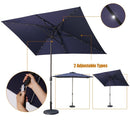 Supfirm Adjustable Tilt Led Lights Blue Rectangular Patio Large Umbrella For Beach Outside Outdoor