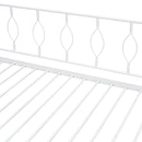 Twin Size Metal Daybed with Twin Size Adjustable Trundle, Portable Folding Trundle, White - Supfirm