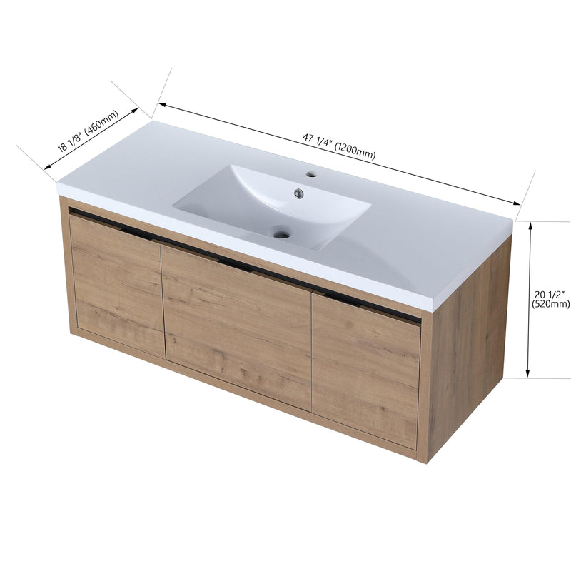 48 Inch Bathroom Cabinet With Sink,Soft Close Doors and Drawer,Float Mounting Design,48x18(KD-Packing) - Supfirm