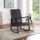 Supfirm ACME Raina Rocking Chair, Dark Brown PU & Espresso Finish 59935