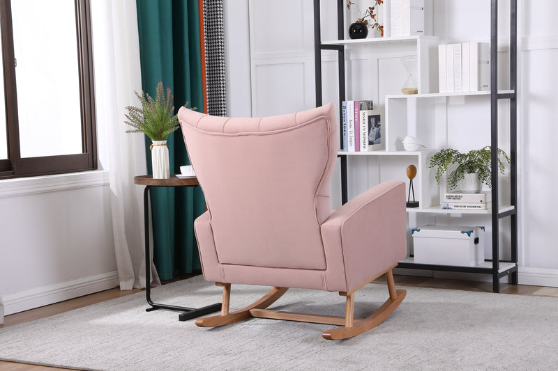 Supfirm Baby Room High Back Rocking Chair Nursery Chair , Comfortable Rocker Fabric Padded Seat ,Modern High Back Armchair