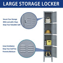 Supfirm 4 Door 66"H Metal Lockers With Lock for Employees,Storage Locker Cabinet  for Home Gym Office School Garage,Gray