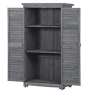 Supfirm TOPMAX Wooden Garden Shed 3-tier Patio Storage Cabinet Outdoor Organizer Wooden Lockers with Fir Wood (Gray Wood Color -Shutter Design)