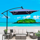 Supfirm Rectangle 2x3M Outdoor Patio Umbrella Solar Powered LED Lighted Sun Shade Market Waterproof 6 Ribs Umbrella with Crank and Cross Base for Garden Deck Backyard Pool Shade Outside Deck Swimming Pool