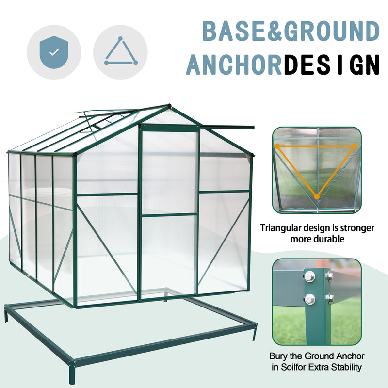 Supfirm Polycarbonate Greenhouse,6'x 8' Heavy Duty Walk-in Plant Garden Greenhouse for Backyard/Outdoor