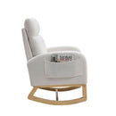 Supfirm [Video] Welike 27.6"W Modern Accent High Backrest Living Room Lounge Arm Rocking Chair, Two Side Pocket ,Teddy White (Ivory)