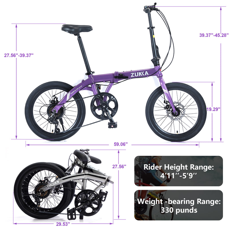 Supfirm 20" Folding Bike Aluminium Alloy Frame 8 Speed  City Bike