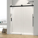 Supfirm 60*76" Single Sliding Frameless Shower Door Matte Black With Buffer